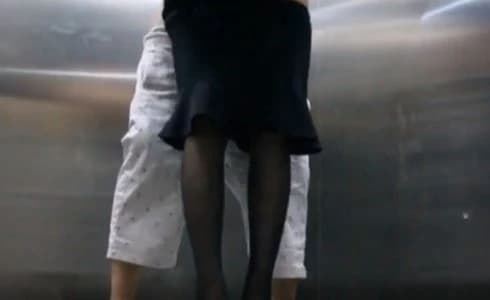 Sucked and surrendered to the stranger in all the poses in the elevator