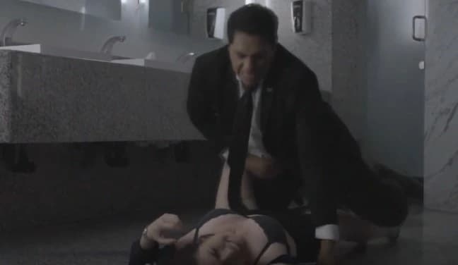 The poor girl was forced by a colleague in the toilet