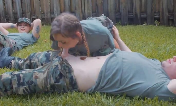 Girls in the army are taught to fuck and suck members