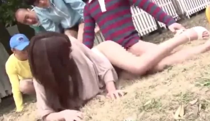 Asians take turns fucking a married whore on the site